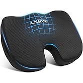 LNKOE Seat Cushion Memory Foam Cushion for Office Chair, Car Seat, Airplane, Bleacher - Sciatica & Hip & Coccyx Pain Relief Desk Chair Cushion for Long Sitting Office Workers, Car Drivers
