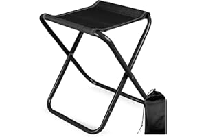 CHENEDY Camping Stool, Portable Folding Stool with Carry Bag, 12in Portable Folding Chair Collapsible Camp Stool Outdoor Footstool for Travel Walking Hiking Fishing Picnic Barbecue (Black)
