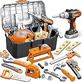 Christmas & Birthday Gifts for Boys Ages 3 4 5 6,Kids Tool Set with Portable Tool Box & Electronic Toy Drill, Toddler Tool Set,Tool Play Toys Construction Tools for Kids