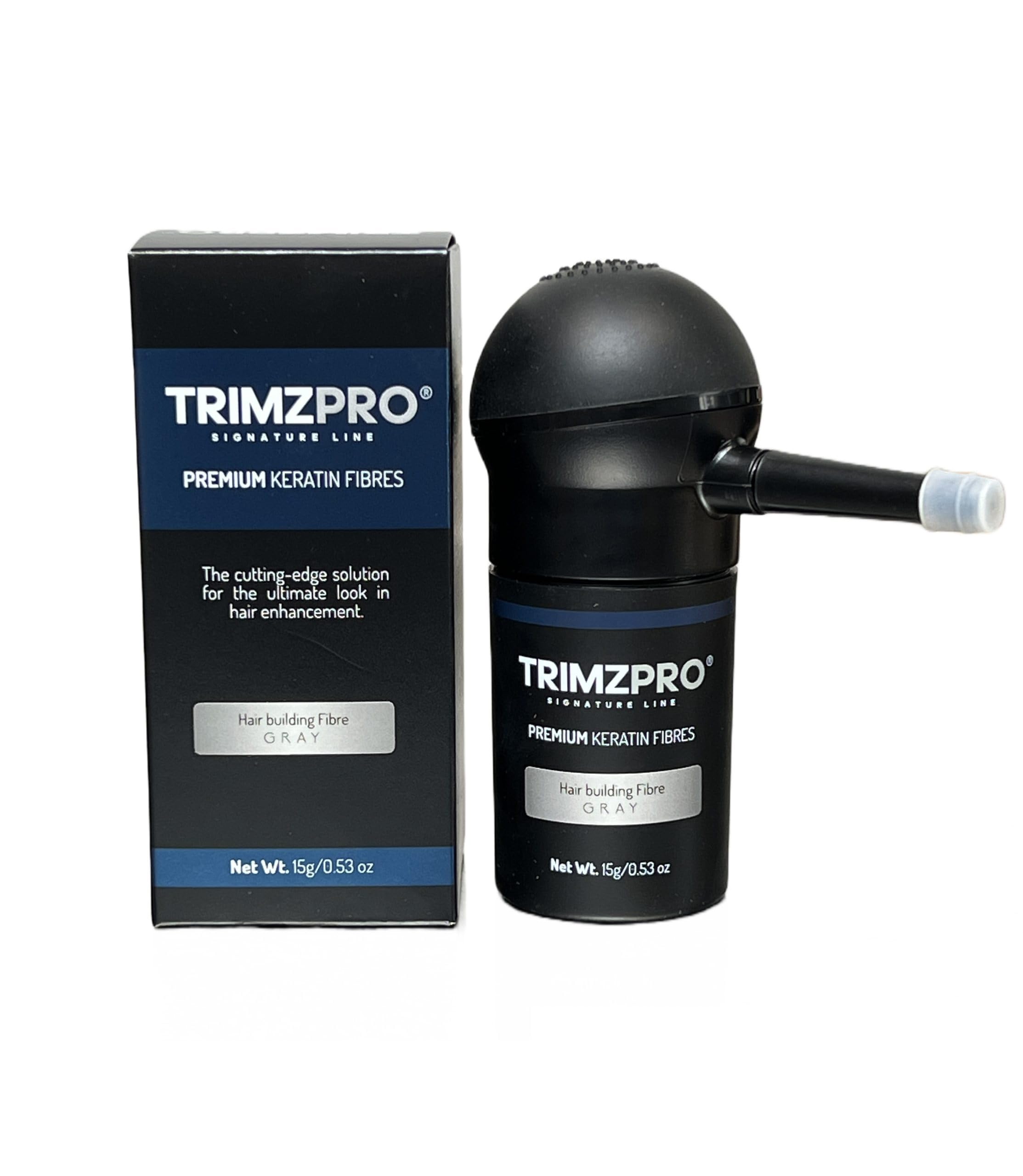 Trimzpro Signature Keratin Hair Fibres 14g - 10 Shades | Instant Thickening & Concealing Powder | Lock-In Tech for Natural Look & Durability | Hair Volumizer for Men & Women, GREY