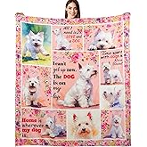 Westie Gifts Westie Blankets 50"X60" West Highland White Terrier Dog Throw Blanket for Dog Lovers Mom Dad Flannel Puppy Print Blanket for Couch Sofa Bed Car