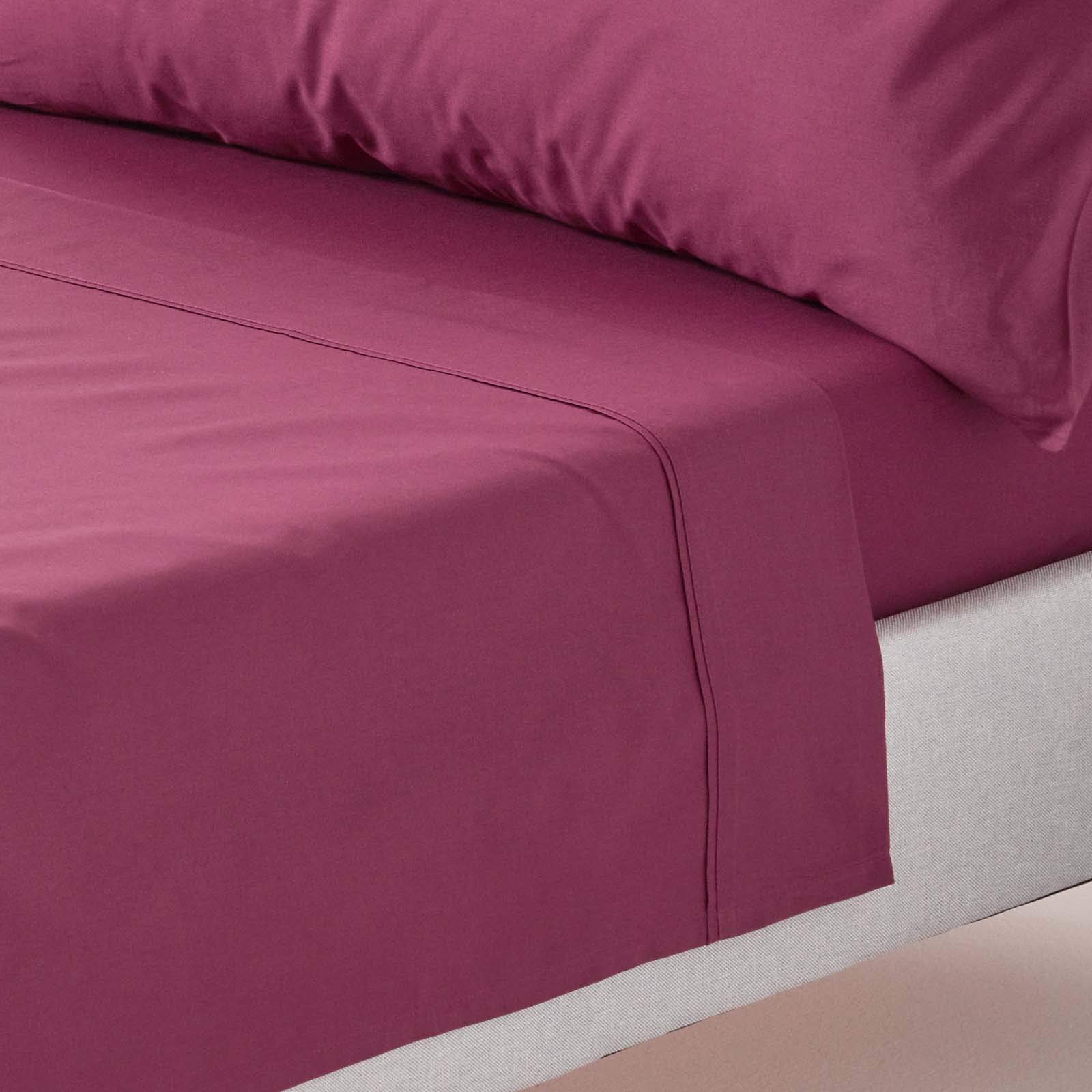 HOMESCAPES Plum Purple Pure Egyptian Cotton Flat Sheet Double 200 TC 400 Thread Count Equivalent Bed Sheet