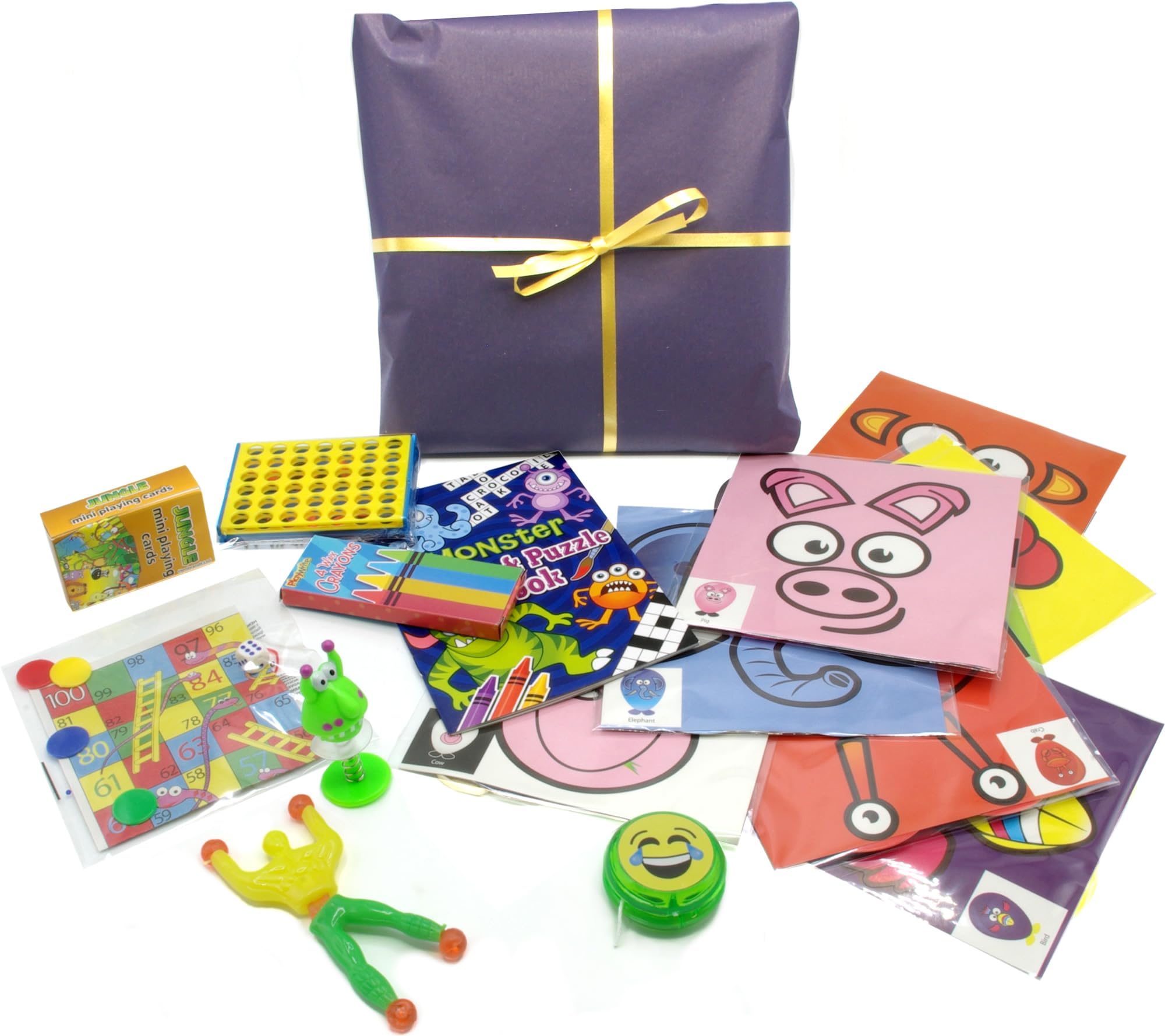 Brimtoy Pre-wrapped ready to play Pass the Parcel game, 8 layers, each layer contains a prize and an animal balloon, Birthday party game for 3 yr upwards unisex All wrapping is recyclable