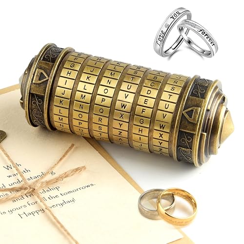 Mini Cryptex Da Vinci Code - Boîte Puzzle Romantique Avec 2 Anneaux, Cadeau Idéal Pour Saint-Valentin, Anniversaire Couple
