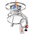 ARC Burner, 16” Stainless Steel Single Burner Propane Stove with Rust-proof Hose & Adjustable Regulator, Camping Stove Great for Outdoor Cooking Turkey Fryer, Crawfish Cooking