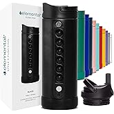 Elemental Iconic Kids Water Bottle for School - 100% Leak-Proof Insulated Water Bottles with Straw Lid & Pop-It Handle for Boys & Girls - Triple-Wall Insulated & BPA-Free, 14oz – Black