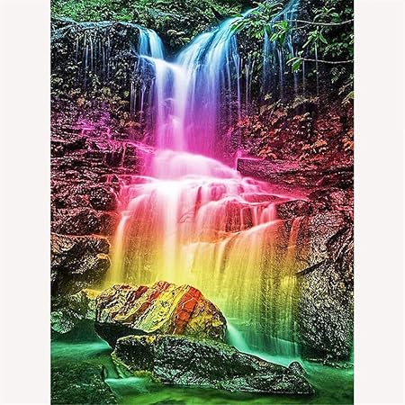 wallpapers Waterfall Rainbow Waterfall Simple Beautiful Easy Nature Drawings diy 5d diamond painting by number kit art craft canvas wall decoration rainbow waterfall 11 8 x 23 6 inch