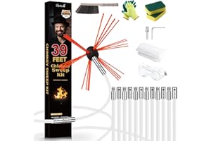 Morinoli 39 Feet Chimney Sweep Kit, Chrome Button Locking System, Chimney Cleaning Kit, Chimney Brush, Chimney Cleaning Tool, Chimney Cleaning System with 12 Flexible Chimney Rods