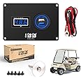 10L0L Golf Cart 2 in 1 Dash Console Panel for Club Car DS 2000 UP Models, includes Digital Battery Voltmeter and 3.0 Fast Charge Dual USB Outlet