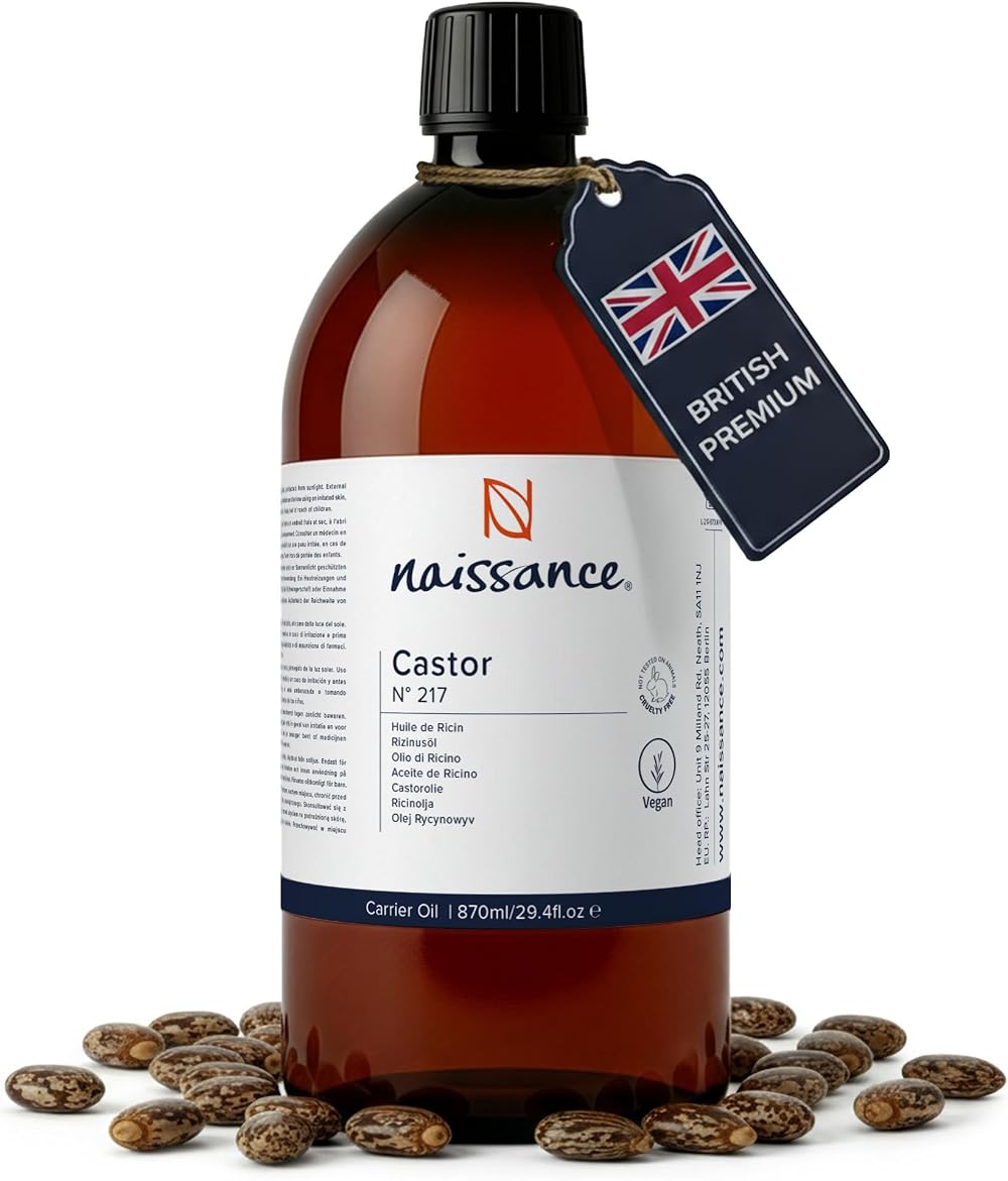 Naissance Cold Pressed Castor Oil 870ml Hair Growth Eyelashes Eyebrows Skin