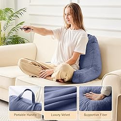 Sasttie Reading Pillow for Bed, Velvet Back Support