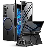 BERFY for Samsung Galaxy Z Fold 7 Case with Stylus and Pen Holder, [Compatible with MagSafe][Anti Spy] Built-in Hidden Kickstand, Full-Body Shockproof Slim Phone Case for Z Fold 7, Black