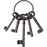 5 Pcs Vintage Skeleton Keys Set, Antique Iron Metal Old Keys Pirate Decor | Large Rustic Cast Iron Old Metal Keys for Pirate Accessories, Halloween Decorations, Home Decor, DIY Craft, Photography Props