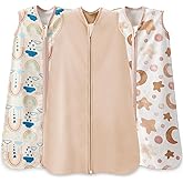 Wrrernsin Baby Sleep Sack 0-6 Months,100% Cotton TOG 0.5 Wearable Blanket for Newborn and Infant, 3 Pack 2-Way Zipper Lightweight Sleeping Bags for Toddler