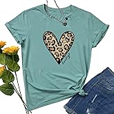 YITAN Women Graphic Tshirts Cute Leopard Heart Tops
