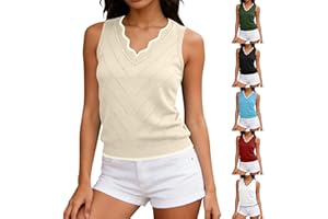Women Ribbed Knit Tank Tops Dressy V Neck Sweater Vest 2026 Summer Trendy Sleeveless Shirt Cute Ruffle Beach Vacation Clothes