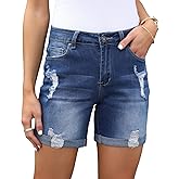 Utyful Jean Shorts Womens High Waisted Casual Summer Ripped Denim Shorts Stretchy Jean Shorts