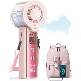 Qiravo Portable Misting Fan with Mist, 3-in-1 Rechargeable Handheld 4000mAh | Adjustable mist mode, 100-speed wind control, LED display, power bank function, 30000RPM, compact &amp; lightweight
