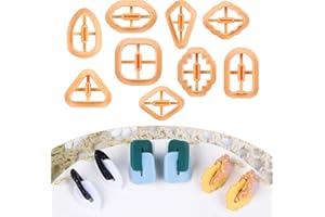 Puocaon Chain Link Clay Cutters - 9 Pcs Basic Clay Cutters for Polymer Clay Earrings, Quatrefoil Chain Link Clay Cutters for Polymer Clay Jewelry, Geometric Clay Earring Cutters, Oval Clay Cutters