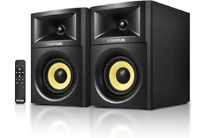 Sanyun SW205 4" Bookshelf Speakers | Immersive HiFi Audio with Virtual Surround | Flagship DAC/DSP Engine | Geometric Diffusi