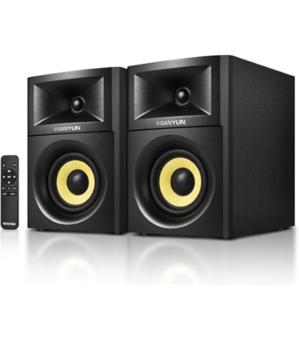 Sanyun SW206 4” HiFi Bookshelf Speakers with Studio Mode