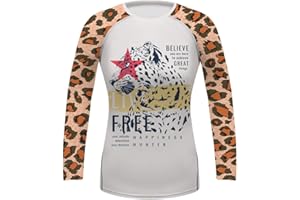 O2TEE Women's Skull Art Long Sleeve Basic Skins BJJ Rash Guard Athletic Tops S-XXL