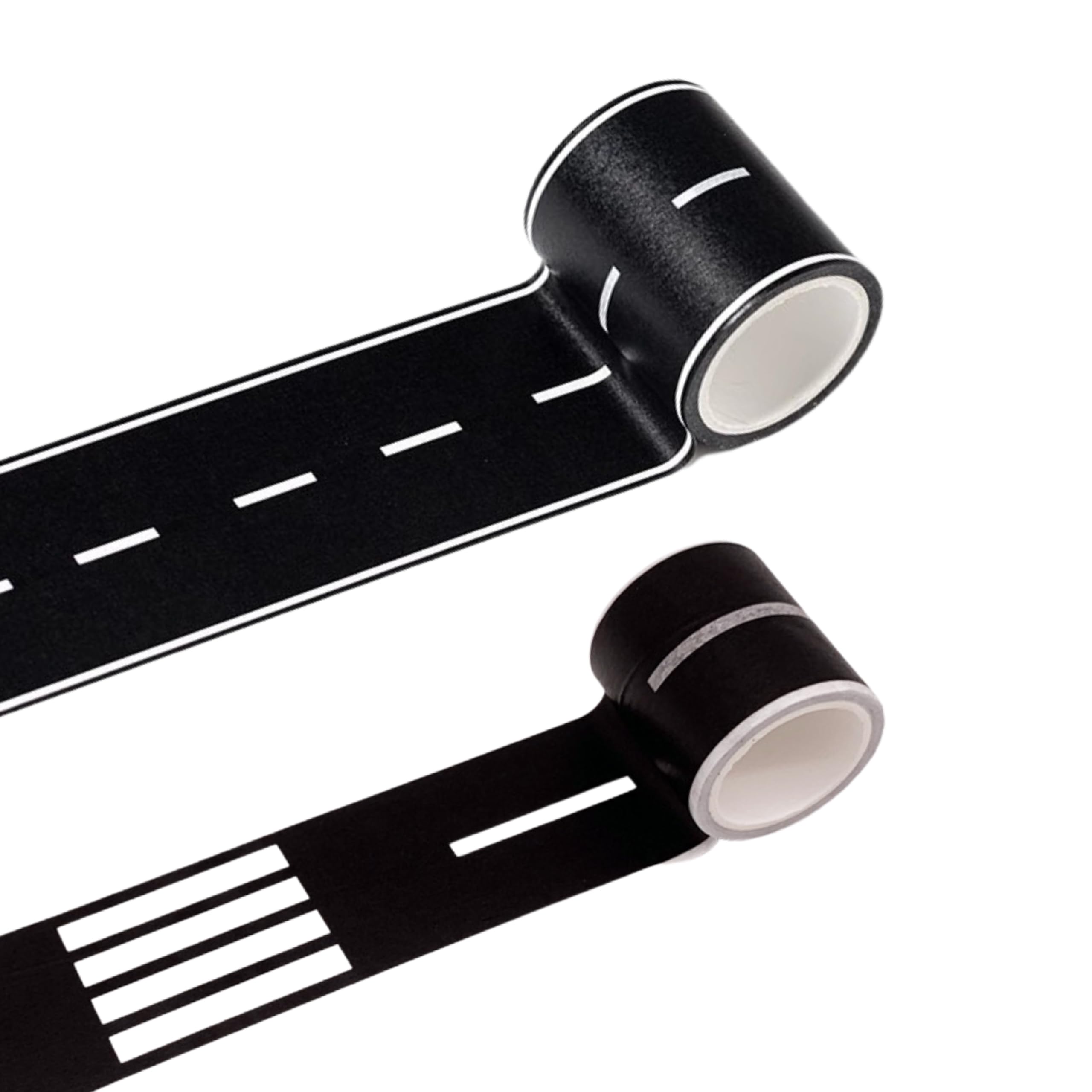 DIY Road Tape for Toy Cars, 4 Rolls Removable Race Track Tape with Curves, Traffic Sign Stickers Set, Easy to Stick No Residue Black Roadway Tape for Birthday Party Racing Party Decoration