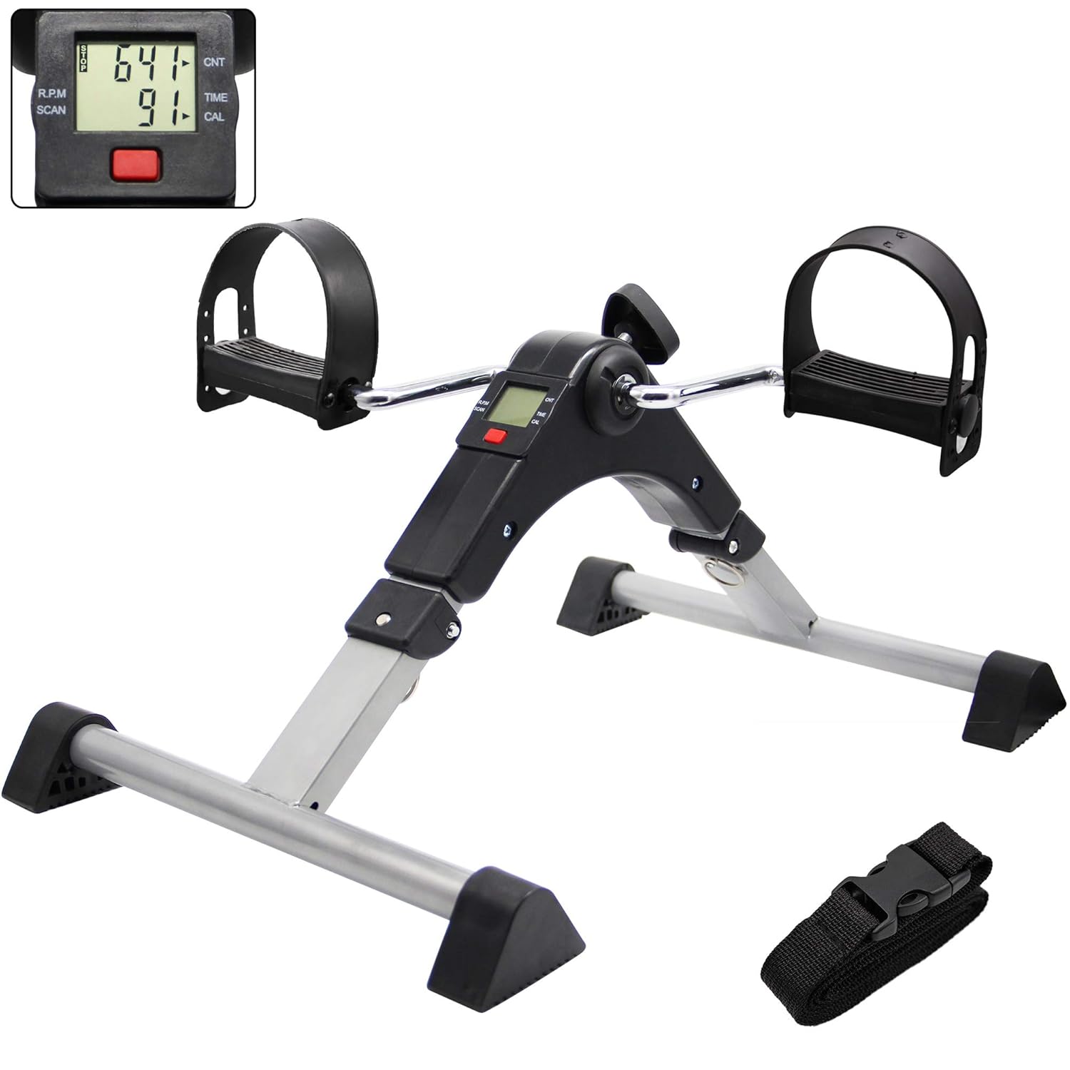 Hausse Folding Exercise Peddler Portable Pedal Exerciser with Electronic Display, Black: Industrial & Scientific