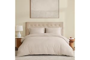 DAPU 100% Linen Duvet Cover Set 3PCs, Pure Natural French Flax Linen Duvet Cover King 90"x104" with Corner Ties and Zipper Closure, Soft Breathable Durable for Hot Sleepers (Natural Linen, King)