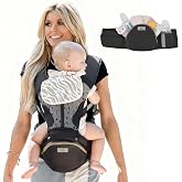 MOMTORY StowNGO Pro Safety-Certified Ultra Storage Baby Carrier, Pure Black | Plus Size Friendly, 6 Carry Positions, Front &amp; Back, Baby Carrier With Hipseat, Fits 7-50lbs Newborn To Toddler