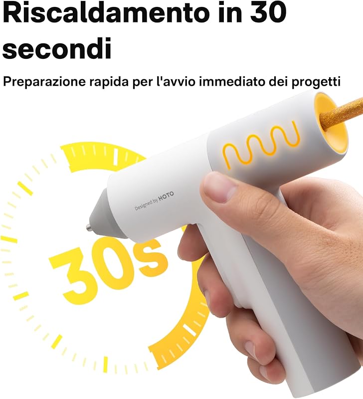 Pistola Colla a Caldo Senza Fili, Auto Erogazione, 40 Stick di Colla