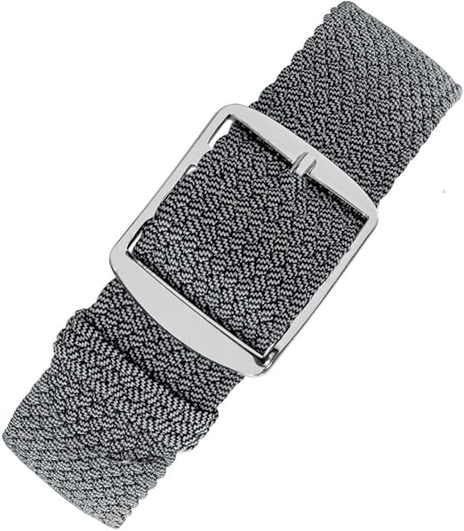 MELANGE PERLON Braided Watch Strap & Buckle in SHADOW GREY (20mm
