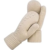 HOPSOOKEN Winter Mittens Gloves for Women Warm Thermal Fleece Thick Knit Soft Cozy Wool Snow Mittens for Cold Weather Gifts
