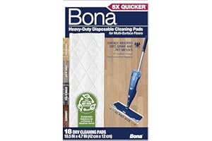 Bona Multi-Surface Floor Cleaning Pads - 18 Refills - Heavy-Duty, Disposable, Microfiber Pads for Easy Floor Cleaning