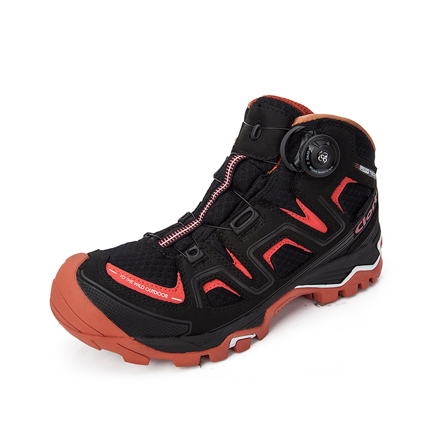 Clorts Men's Outdoor BOA Waterproof Black Leather Hiking Boots UK8.5