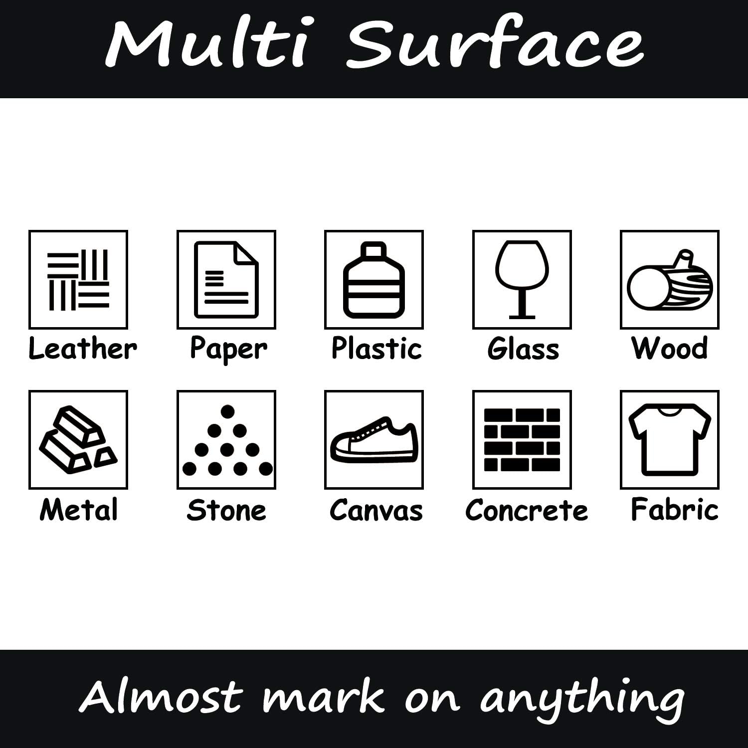 FLYMAX Black Paint Pen for Glass Bottle Rock Leather Plastic Stone Metal Canvas Enamel Plant Art Waterproof Writing Acrylic Permanent Marker Extra Fine tip 6 Pack 0.7mm - Image 5