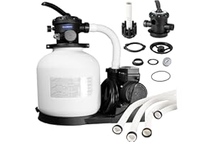 CHLORWORKS Sand Filter Pump for Above Ground Pool - Pool Sand Filter with Timer, Max Pump Flow Rate 3882 GPH, Up to 25,000 GAL Pools, 6-Way Valve Improved Circulation, Waterproof GFCI Plug