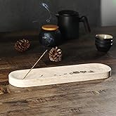 Koville Travertine Incense Holder, Incense Holder for Sticks, Long Incense Sticks Holder Ash Catcher for Meditation Yoga SPA, Natural Stone Incense Burner, Home Table Decor(Beige)