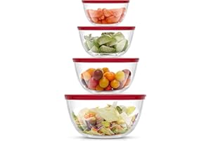 JoyJolt Kitchen Large Mixing Bowl Set - 8pc Glass with Lids Set – Neat Nesting/ Batter Bowl - Cooking Bowls - Storage Bowls with Lids and Big Salad Bowl with BPA-Free Lids