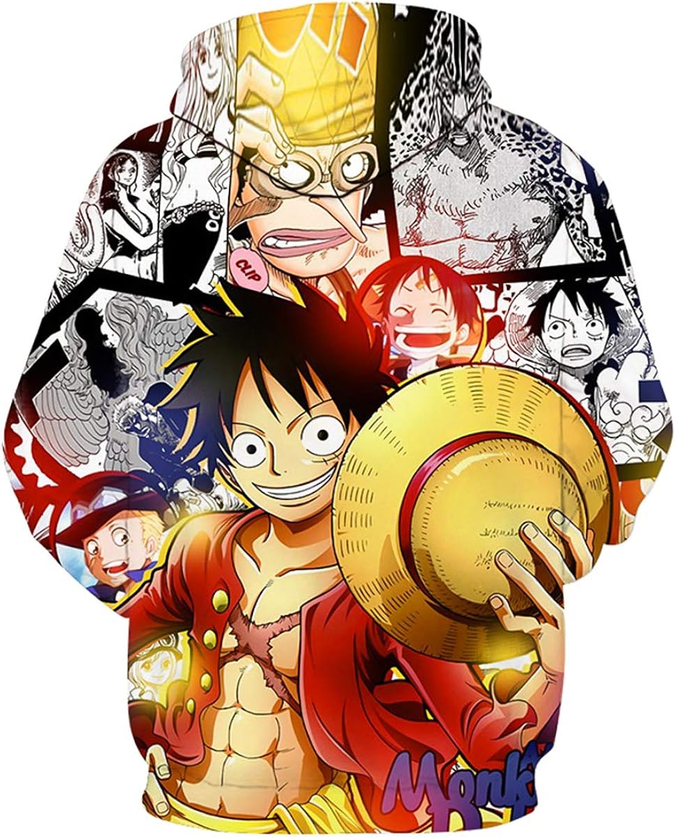 Amazon Com Lontse Anime One Piece Hoodie Monkey D Luffy Novelty 3d Printed Hoodies Pullover Sweatshirt Clothing