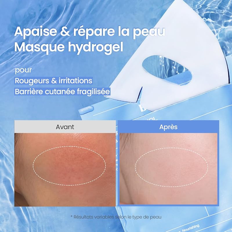 Hydro Cera-nol Real Deep, Masque Visage Hydrogel, Masque de Nuit Hydratant et Apaisant, Soin Après-Soleil, K-Beauty Coréenne, 4 Masques