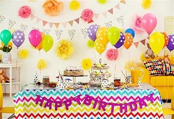 Amazon Com Laeacco Indoor Colorful Happy Birthday Desert Table
