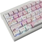 PBT Keycaps - Side Printed Keycap,136 Keys Meow Meow Squad Cat Keycaps | Shine Through Custom Cherry Profile Keyboard Keycaps for Cherry MX Switches Mechanical Keyboards