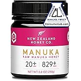 Raw Manuka Honey UMF 20+ MGO 829+, UMF Certified, 3rd Party Tested, 8.8oz | High potency grade for immune support &amp; skin care rituals, UMF certified &amp; 3rd party lab tested, raw monofloral, traceable