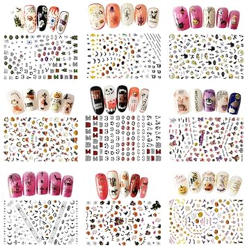 Amazon Com Halloween Nail Stickers Decals Pumpkins Bat Spider Nail Amazon Com Halloween Nail Stickers Decals Pumpkins Bat Spider Nail