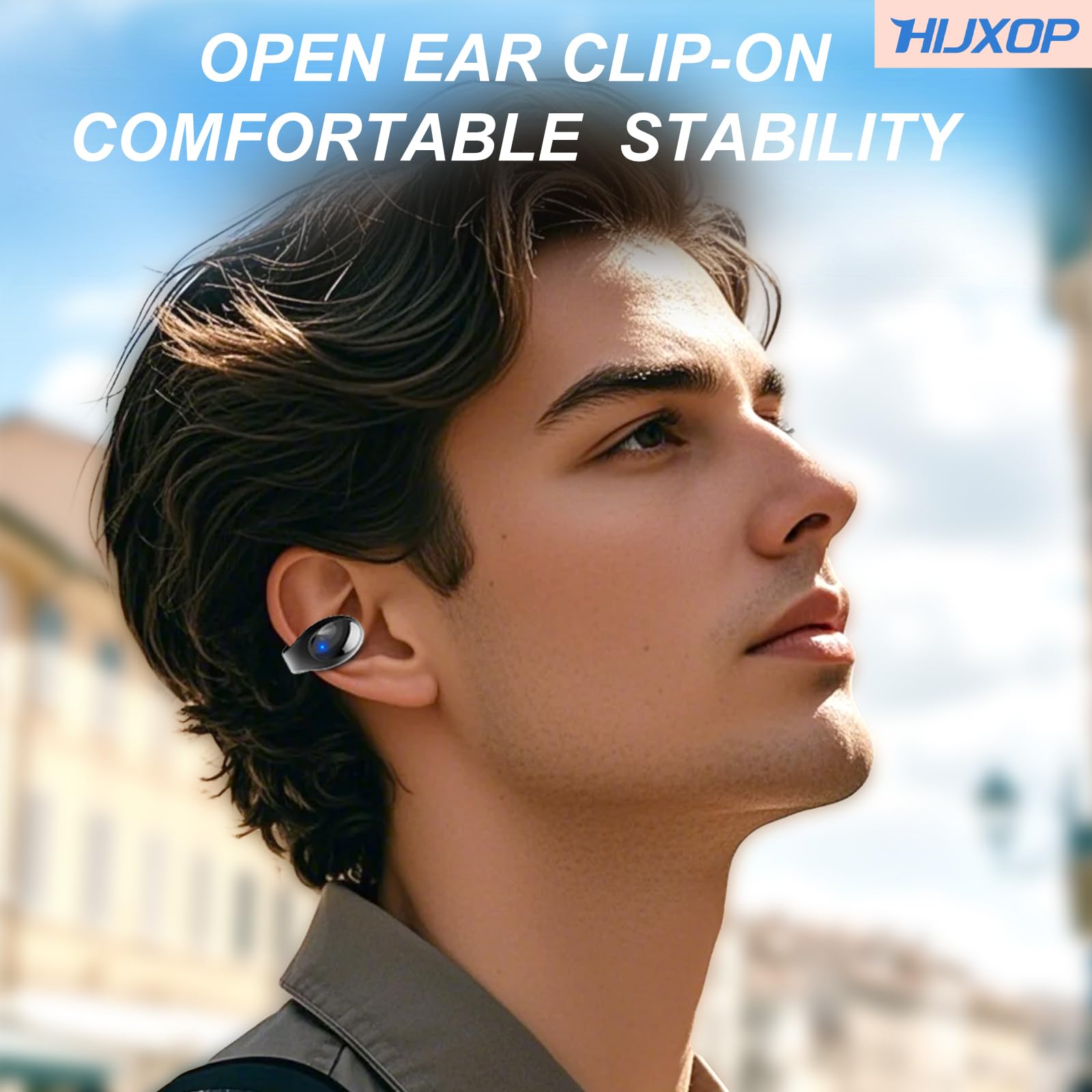 Open Ear Earbuds Lightweight Comfort Clip Wireless Earbuds Sweat Resistant Bluetooth Headphones Lightweight Sport Headphones for Workouts and Running with Dual Digital Display 44H Playtime IPX7