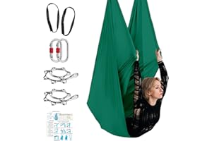 PRIOR FITNESS Aerial Yoga Hammock Set, 6 Yards Premium Low Stretch Thick Fabric Yoga Swing with Certified Rigging Hardware, Aerial Silks for Antigravity Yoga Inversion Exercise Suits All Levels