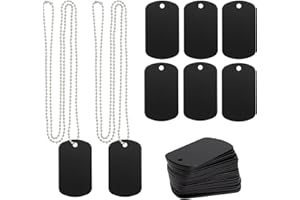 StayMax Aluminum Stamping Tags for Dogs - Metal Engraving Blanks with Necklace Chain - 25 Set (Black)