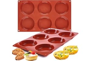 JOERSH 2-PK Silicone Egg Molds Non-Stick 3" Round Muffin Top Baking Pans, Egg Molds for Breakfast Sandwiches, Corn Breads, Whoopie Pies, Shortcakes