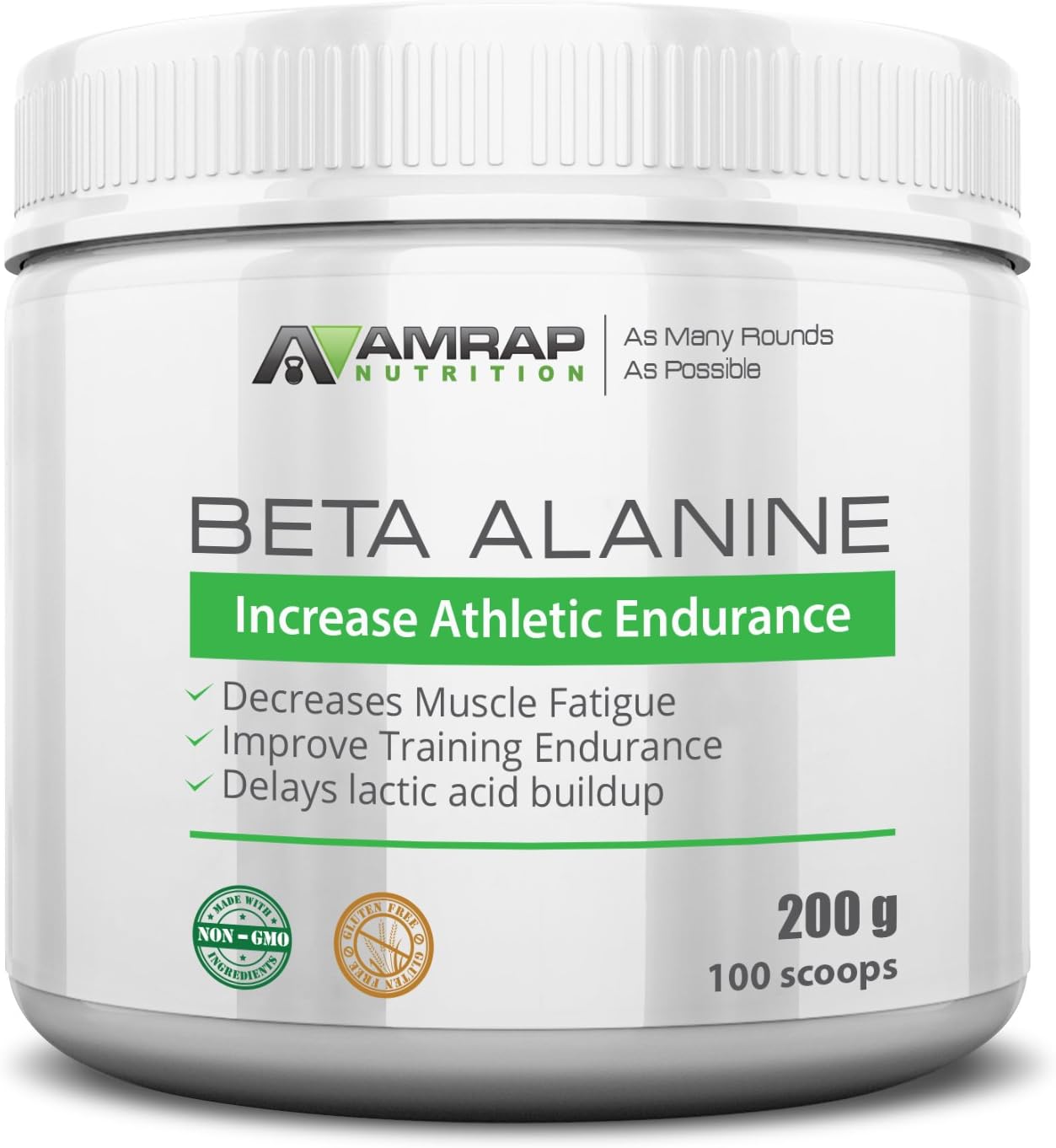 AMRAP Nutrition - Beta-Alanine & - Pre-Workout Supplement to Improve Endurance, Enhance Power, Decrease Muscle Fatigue - Raises Carnosine Levels and Delays Lactic Acid Buildup